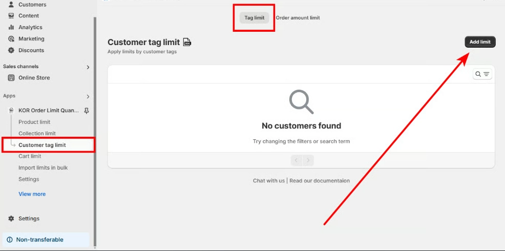 Add customer tag quantity limits